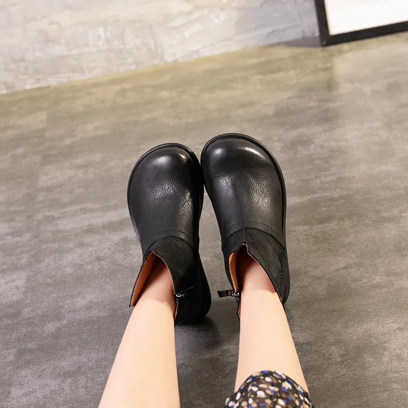 Autumn Retro Leather Waterproof Women's Boots