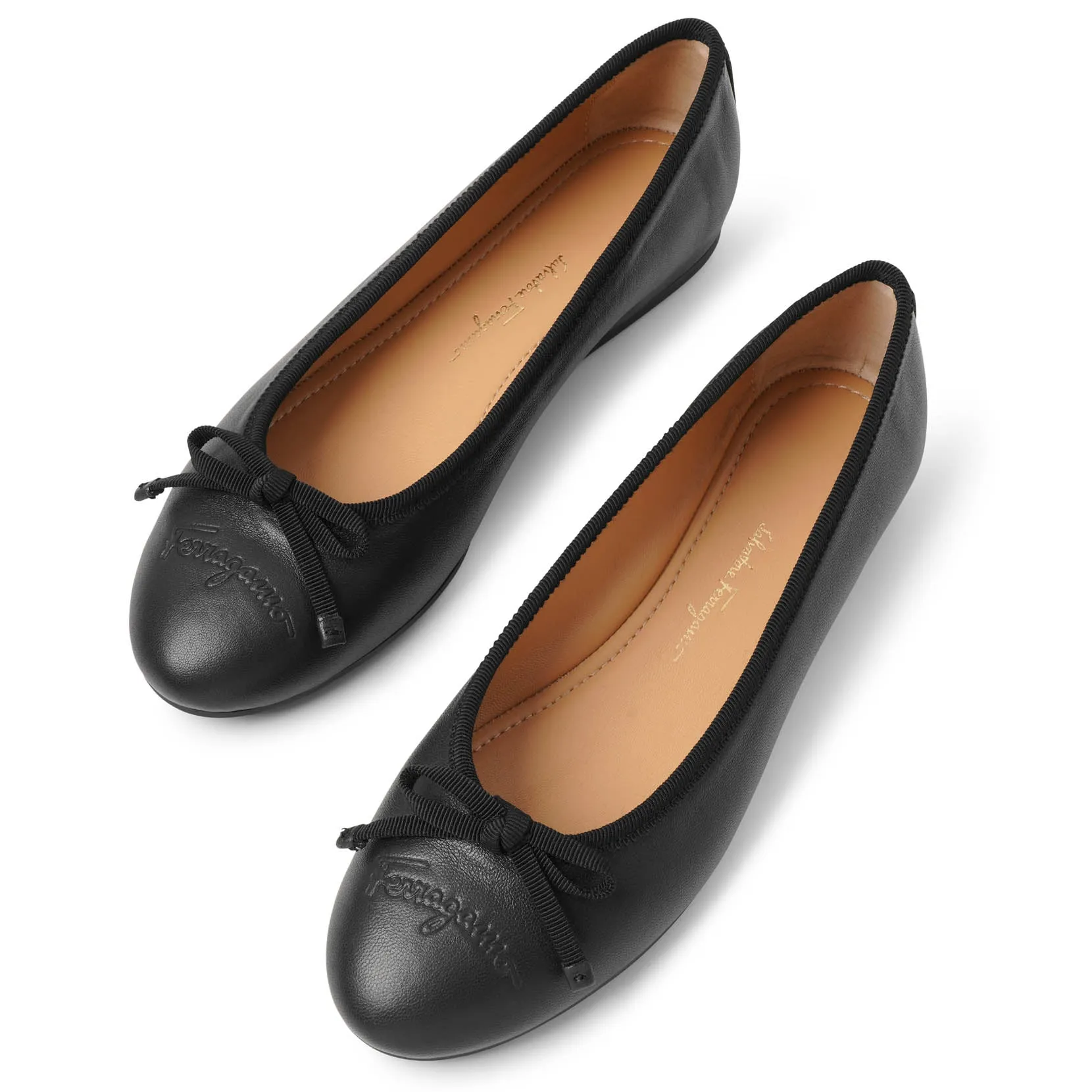 Ballerina black leather flats