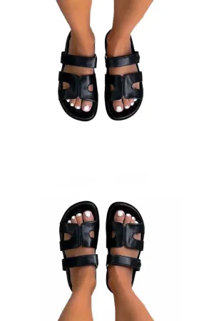 Black Slip On Slides