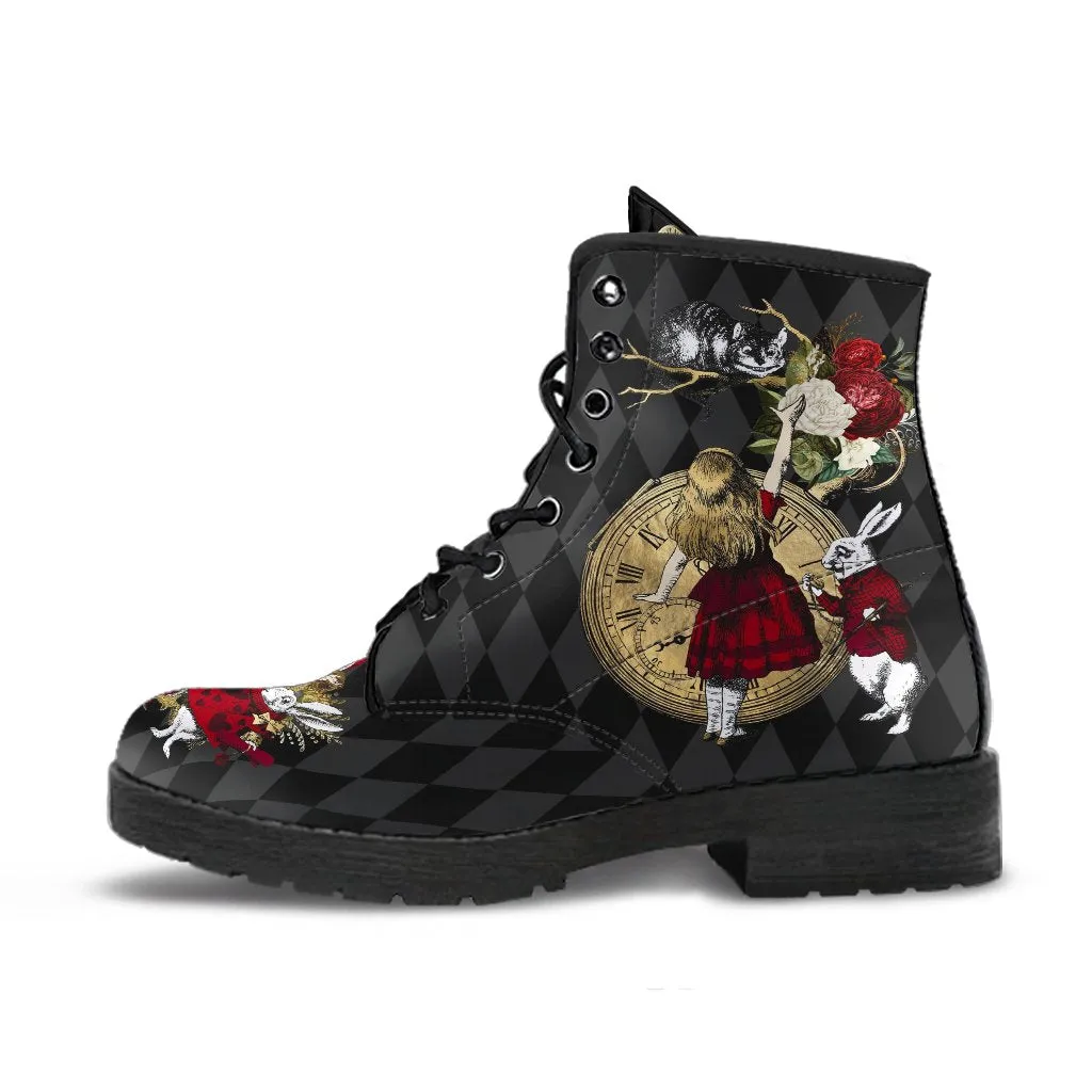 Combat Boots-Alice in Wonderland Gifts 33 Red Series, Birthday Gifts, Gift Idea, Women's Boots, Custom Shoes