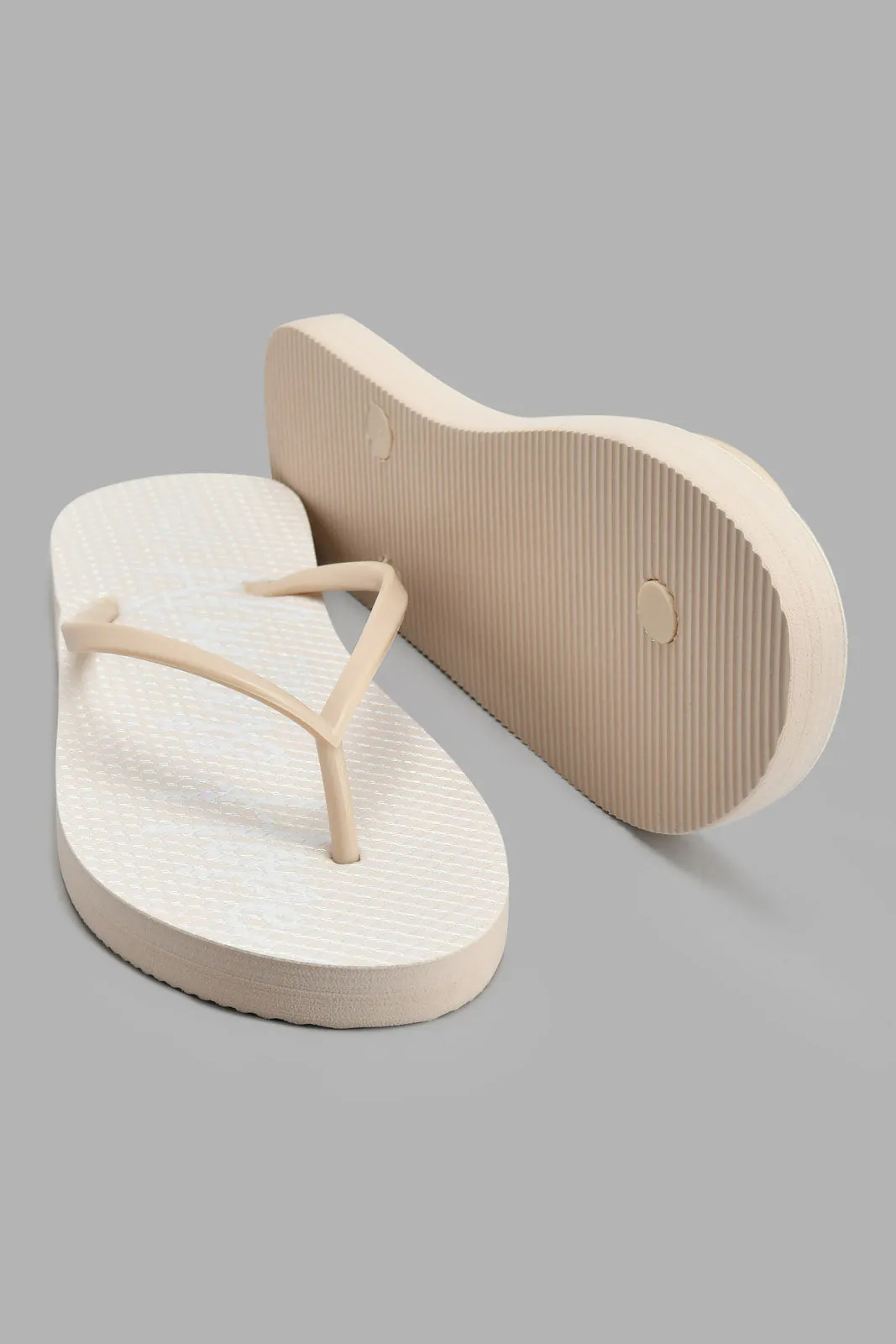 Cream Slogan Flip Flop