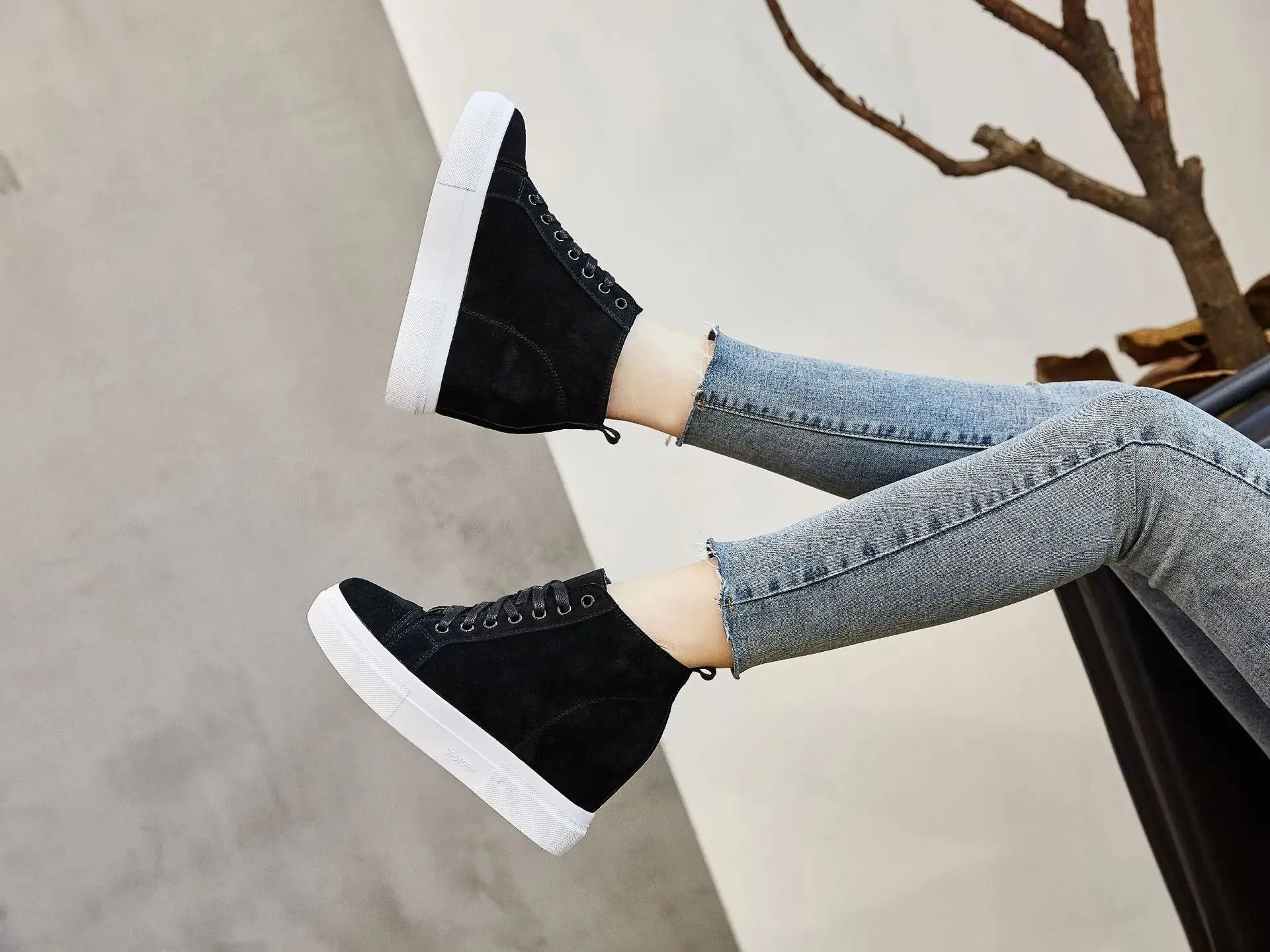 Joskaa 2024 New Cute New Black Platform Sneakers