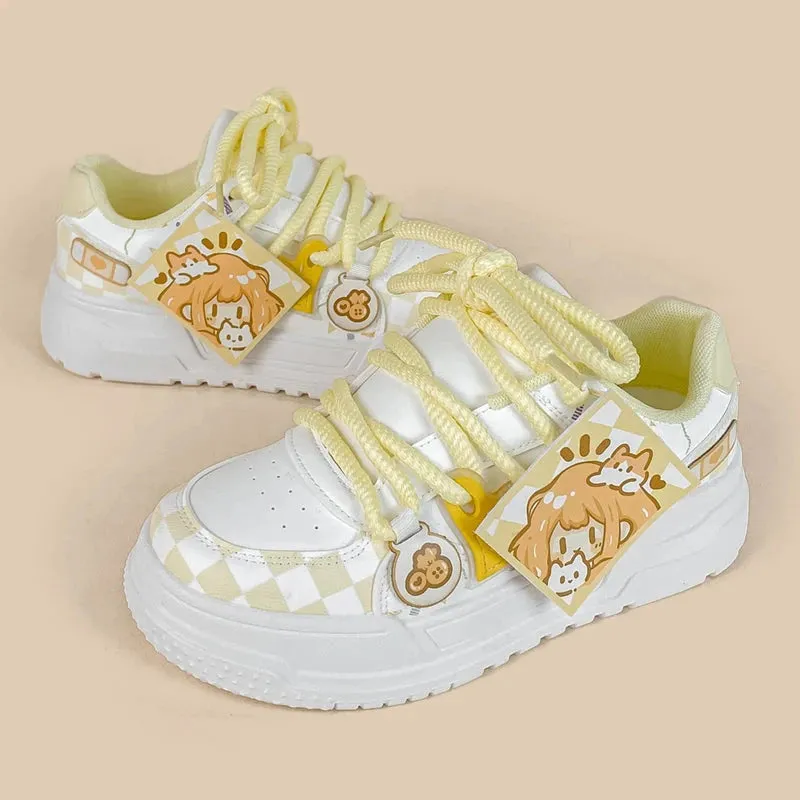 Mellow Yellow Girly Chunky Casual White Sneakers - Women's