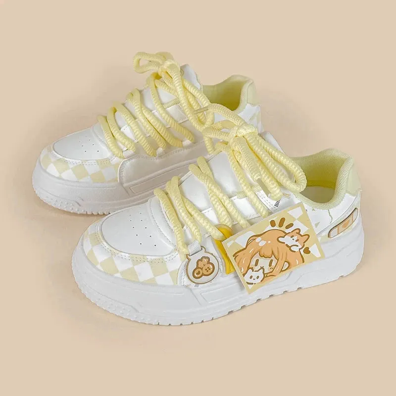 Mellow Yellow Girly Chunky Casual White Sneakers - Women's