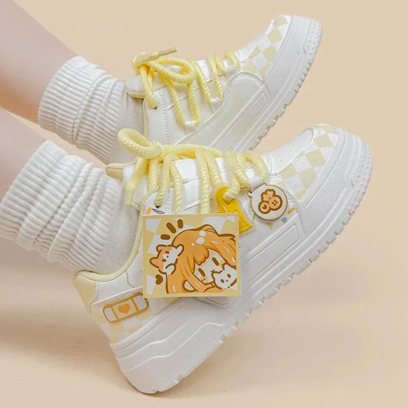 Mellow Yellow Girly Chunky Casual White Sneakers - Women's