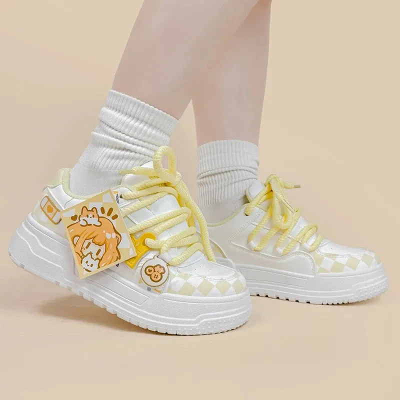 Mellow Yellow Girly Chunky Casual White Sneakers - Women's