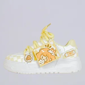 Mellow Yellow Girly Chunky Casual White Sneakers - Women's