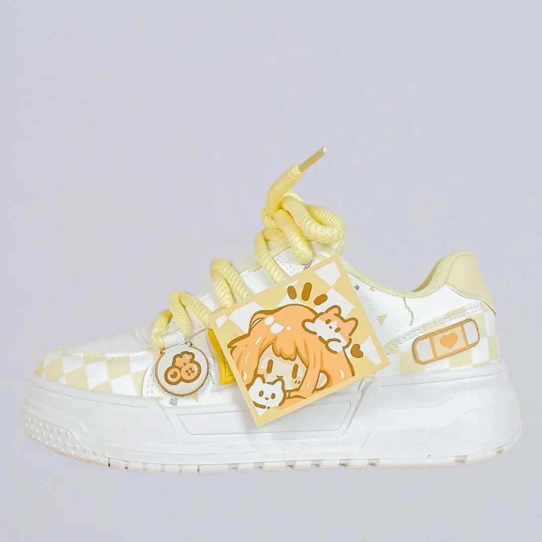 Mellow Yellow Girly Chunky Casual White Sneakers - Women's