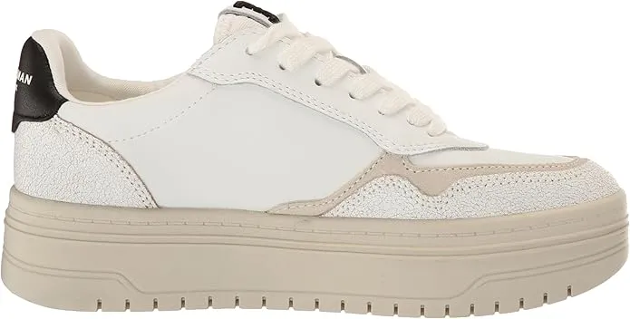 Sam Edelman Blaine White/Light Stone/Black Lace Up Rounded Toe Chunky Sneakers