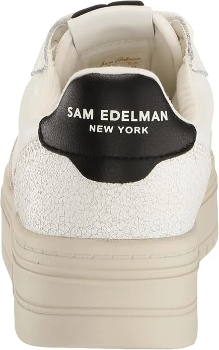 Sam Edelman Blaine White/Light Stone/Black Lace Up Rounded Toe Chunky Sneakers