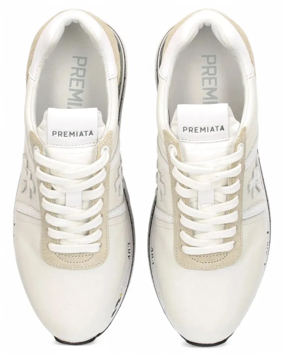 Sneakers BETH 5603 Platform in Pelle Bianca e Suede