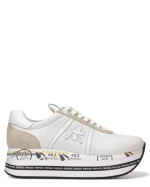 Sneakers BETH 5603 Platform in Pelle Bianca e Suede